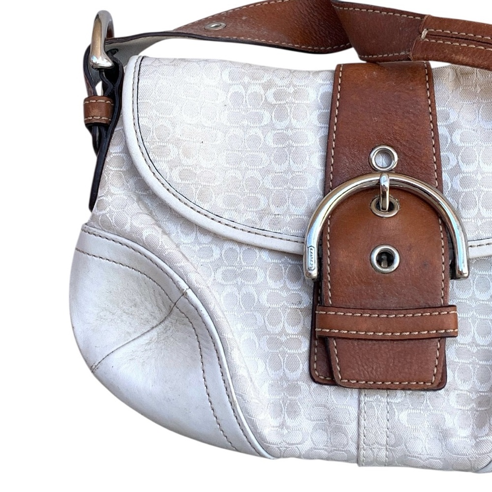 🌵Y2K Vintage Coach Soho Flap White/Tan Handbag Purse - Picture 2 of 12